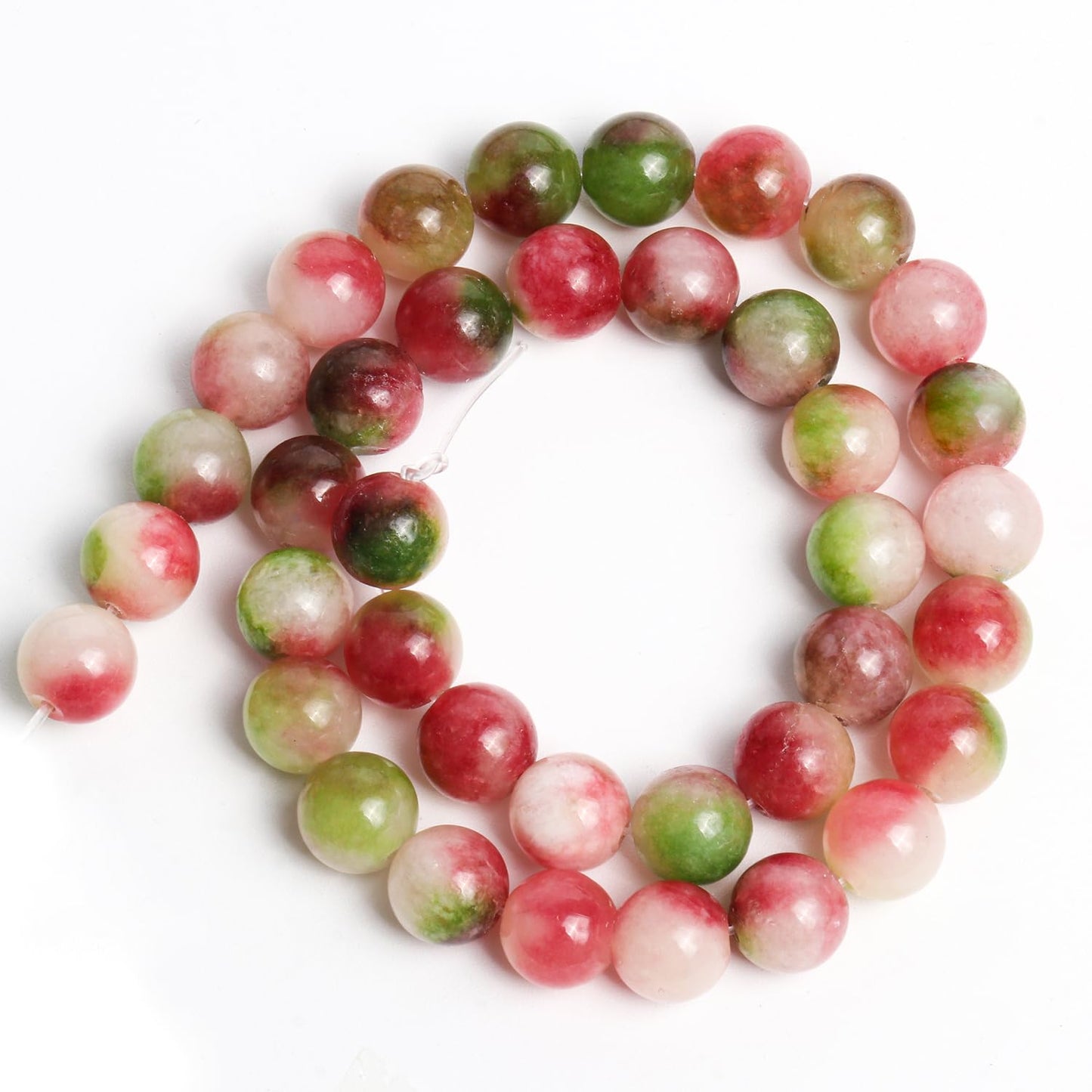 NITOPUPU 10mm 37pcs Watermelon Tourmaline Natural Stone Beads for Jewelry Making Supplies, Round Crystal Beads for Bracelets Necklace DIY Crafts