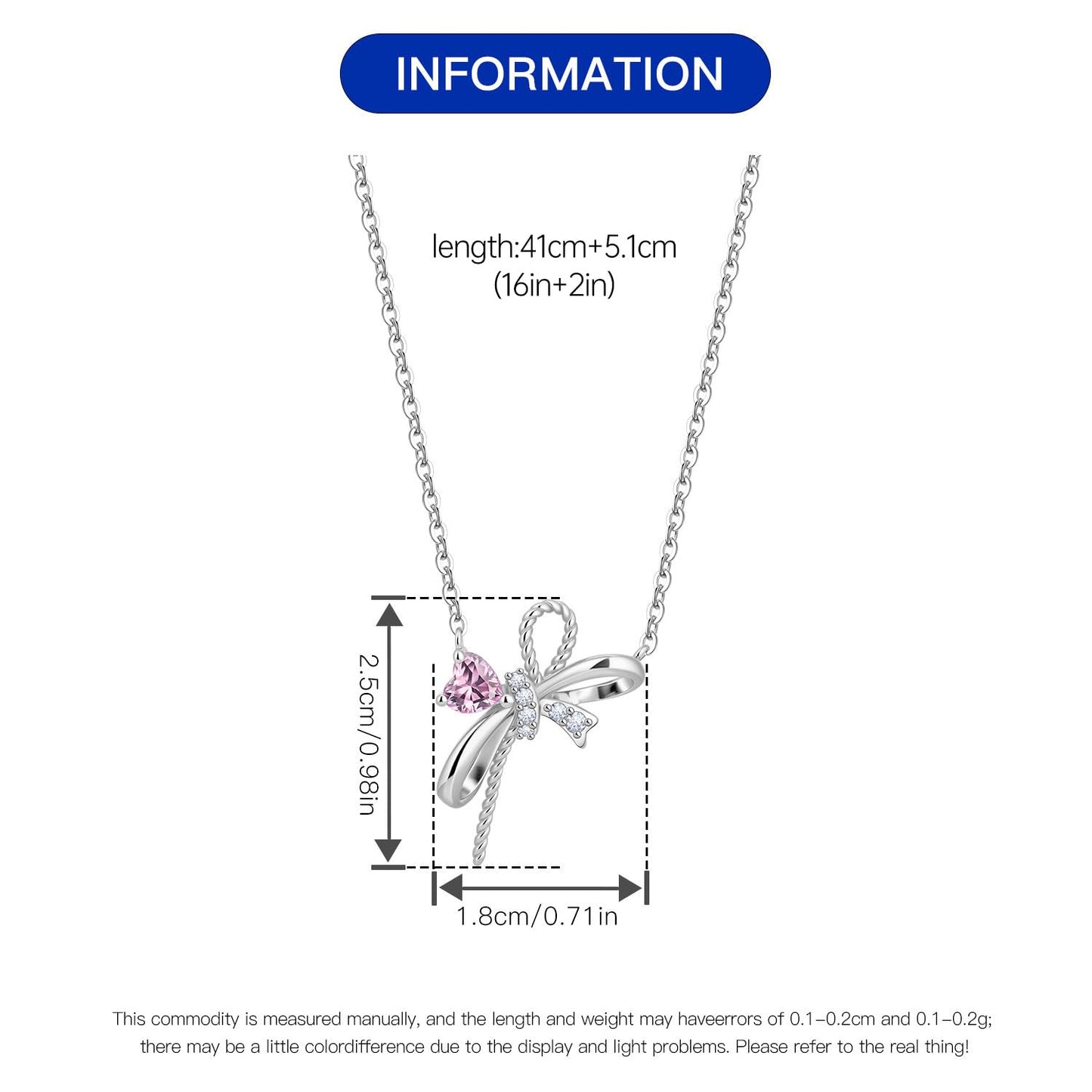 MISEFF 925 Sterling Silver Fashion Pendant Necklace for Women，Fashion Jewelry, 18K Gold Plated， Advanced Retro Series Link Chains ，Basic Multifunctional Accessories Suitable for Multiple Occasions and Daily Wear (Pink love bow)