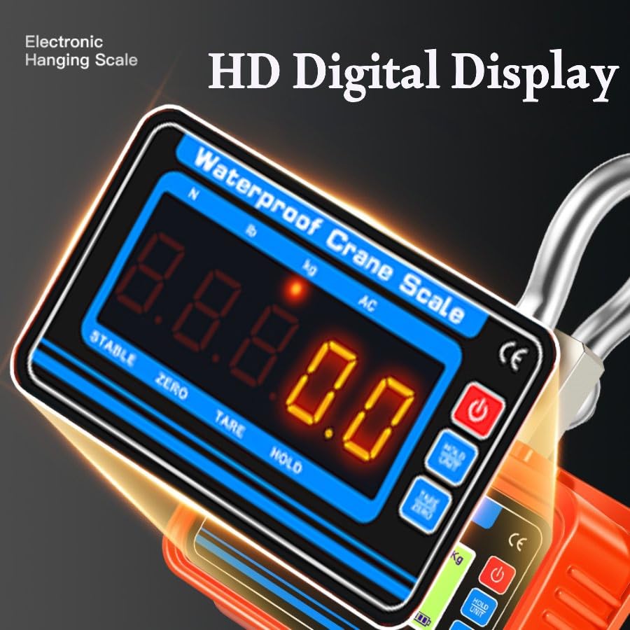 3000kg / 6600lbs Digital Crane Scale, Waterproof Industrial Scale with Remote, Rechargeable Hanging Scale Division 0.5kg with Shackle & Hook, Highly Visible LED Display