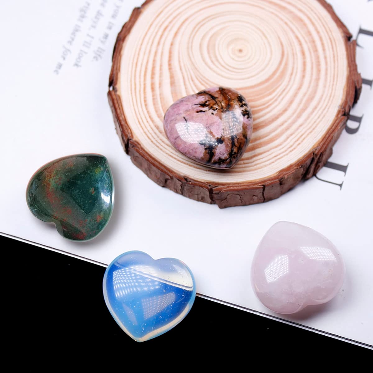 XMHOME Crystal Heart Shaped Stones Set Assorted Natural Variety Pack Gemstones 1" (25 * 25 * 12mm) Pocket Worry Palm Stone Rock Collection Box for Healing Reiki Jewelry Making Home Decor 18Pcs
