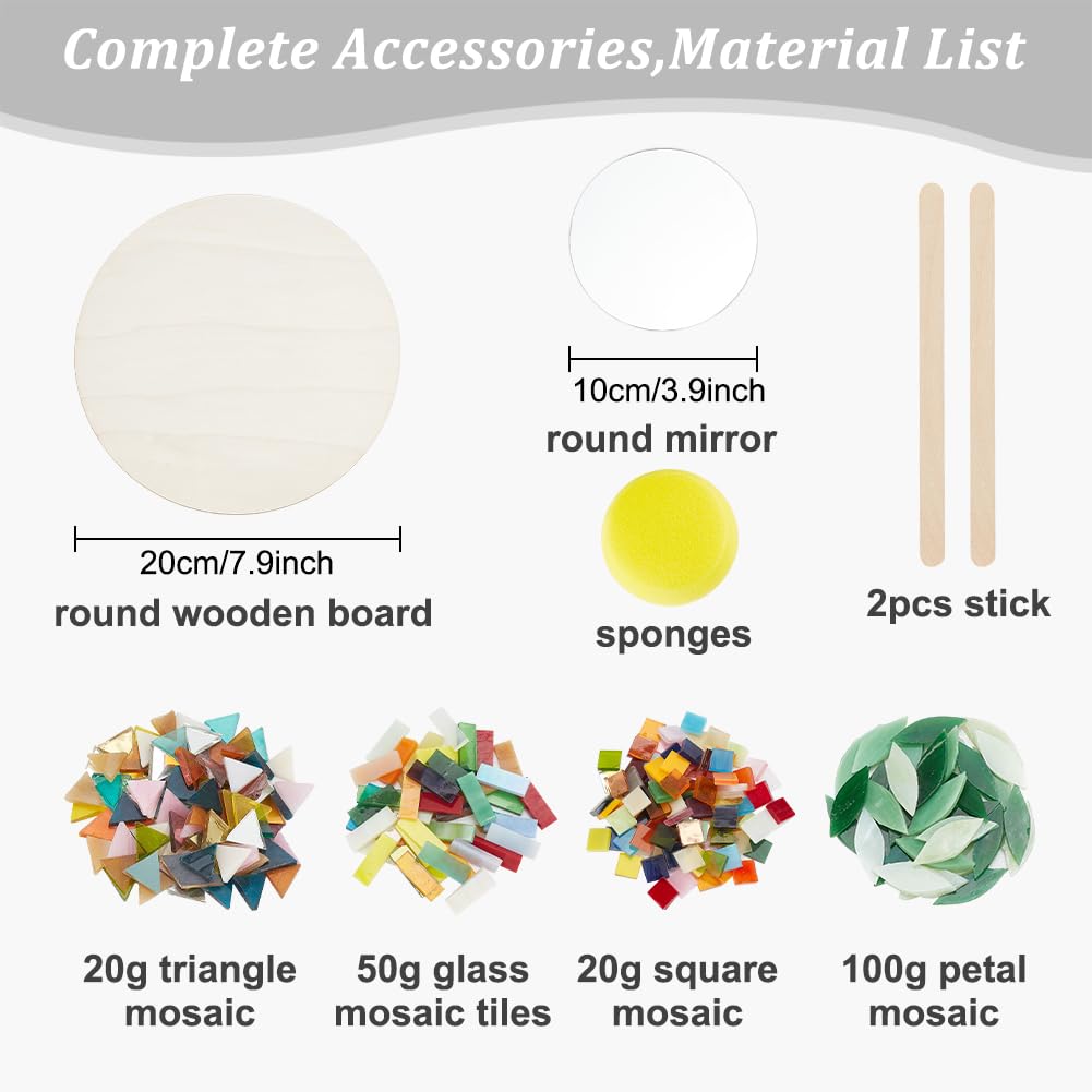 WEBEEDY Mosaic Mirror Kit Mosaic Craft Kits for Adults DIY Mirror Kit Mosaic Tile Craft Flower Mirror Mosaic Set DIY Creative Ceramic Mosaic Tiles for DIY Mosaic Christmas Valentine's Day Unique Gift
