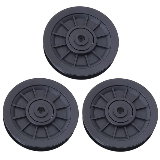 Pulley Wheel for Gym Equipment，90mm/3.5" Nylon Bearing Pulley， Wheel Replace for Gym Equipment Part Cable，Universal Wearproof Abration Bearing (3 pcs)，gym equipment and garage door pulley system (3)