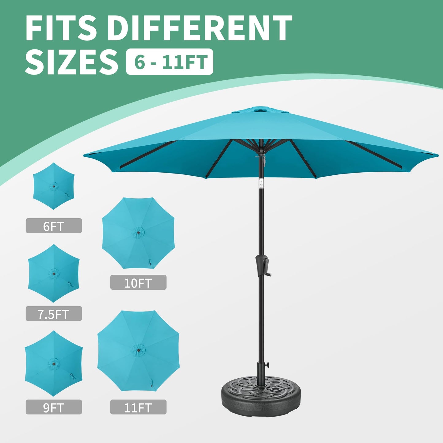 FLAME&SHADE Patio Umbrella Base Stand - 112 lbs 22" Fillable Outdoor Umbrella Base, Water Filled Heavy Duty Base for Table Market Umbrella Holder, Garden, Backyard, Pool, Beach(Black)