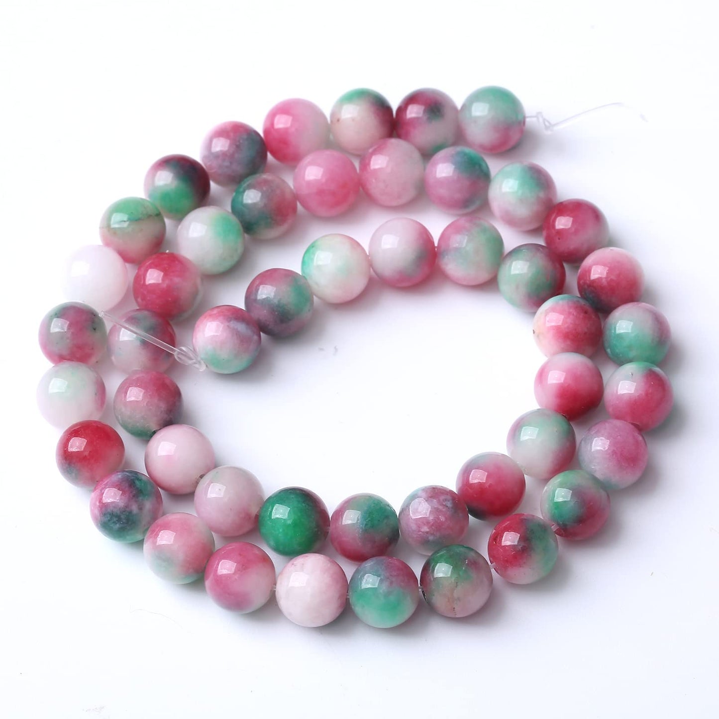 36pcs 10mm Natural Green Red Epidote Jade Stone Round Loose Spacer Beads for DIY Jewelry Making Necklaces Bracelets Healing Energy Beads (Epidote Jade, 10mm)