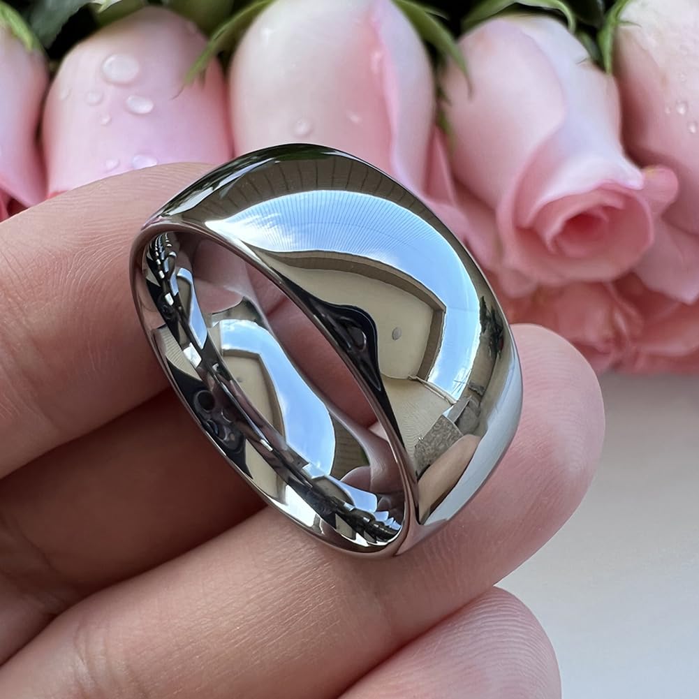 TUTISS 10mm Tungsten Rings for Men Women Engagement Wedding Bands Domed Polished Comfort Fit Size 11