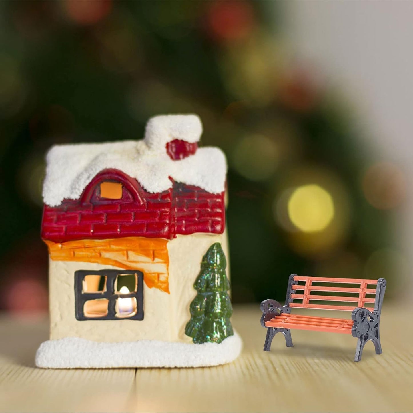 Miniature Park Bench Set 2-Pack - 1:12 Scale Brown Garden Seats with Realistic Detailing, Tiny Park Benches for Dollhouse and Fairy Garden Accessories, Train Platform and Miniature Landscape Décor