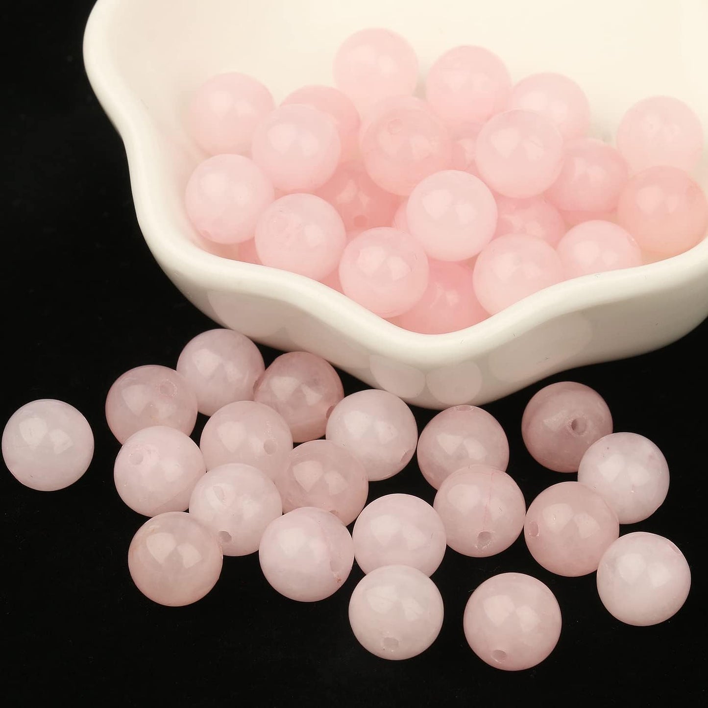 NITOPUPU 100Pcs 8mm Natural Smooth Rose Quartz Gemstone Beads Round Loose Stone Beads for Jewerly Making with Crystal Stretch Cord