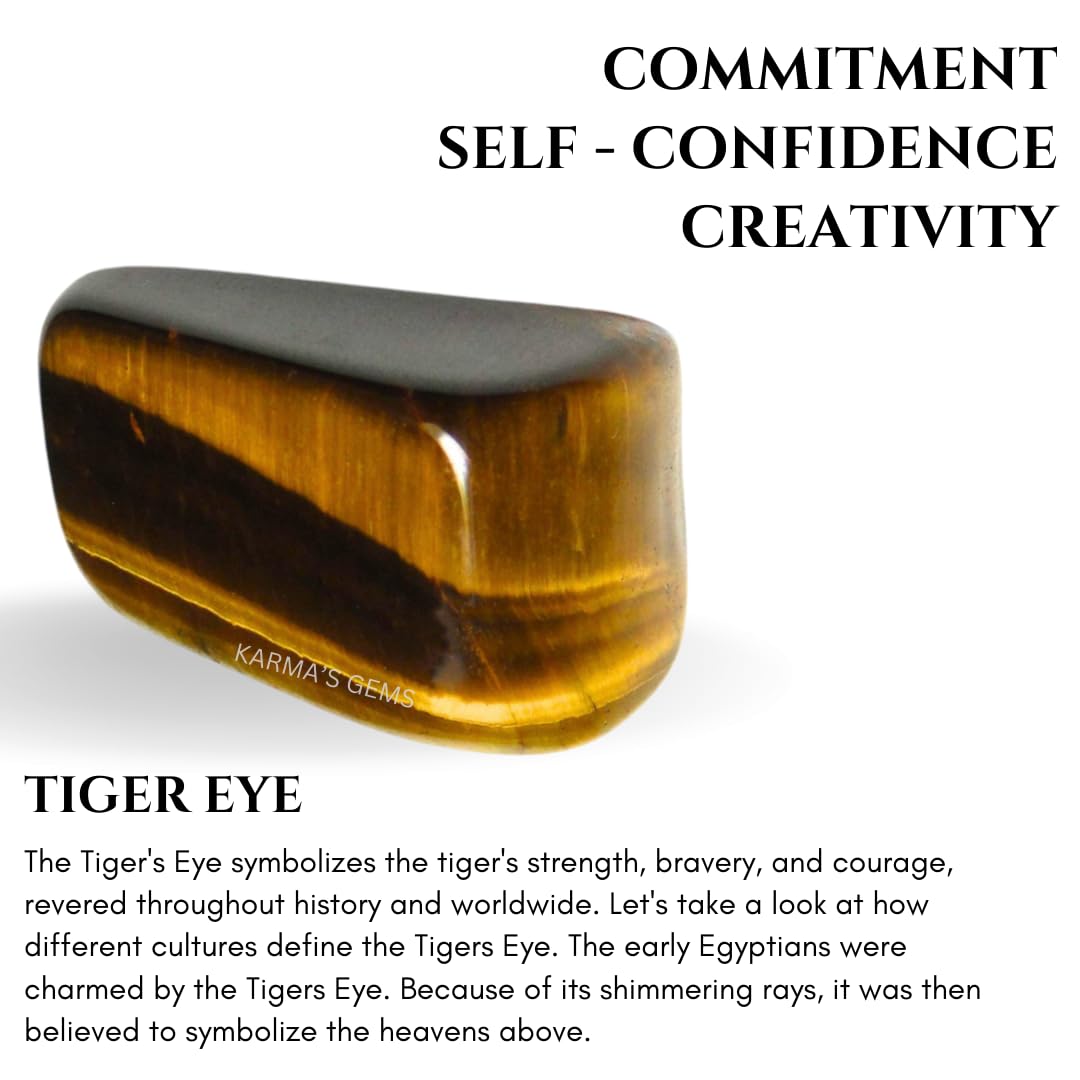 Karma Gems Tiger Eye Tumbled Stones Natural Crystal Kit for Reiki Healing Crystal Polished, Tumble Stones, Chakra Balancing, Reiki Gift, Home Decor (15-25 MM)