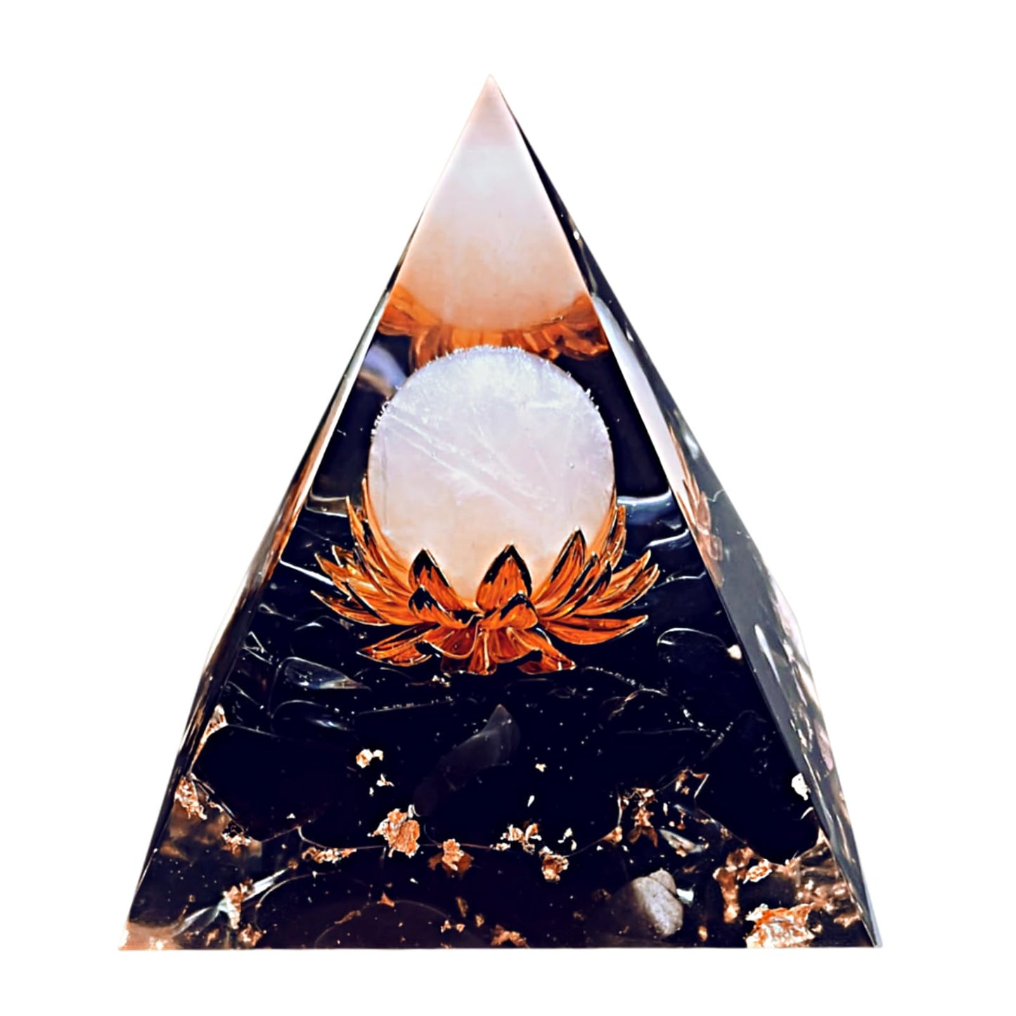 Saefheled The Flower of Life Orgone Pyramid,Natural Energy Pink Crystal&Obsidian Orgonite Crystal Healing Pyramid,for Reduce Stress, Balance Chakra,Meditation Attract Luck,Accumulate Wealth&Health