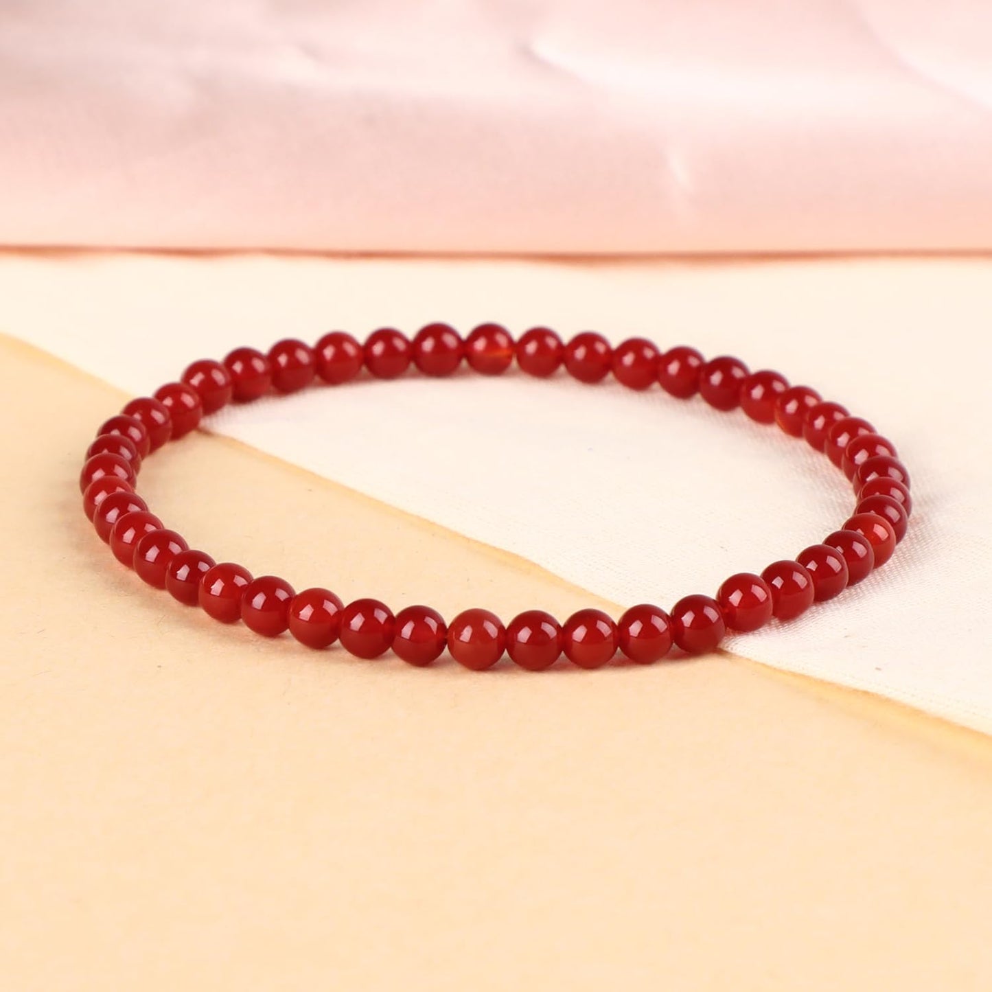 LPBeads Handmade Natural Gemstone Stretch Elastic 4m Carnelian Bracelet Healing Crystal Round Stone Beads Jewelry Gifts for Women Men