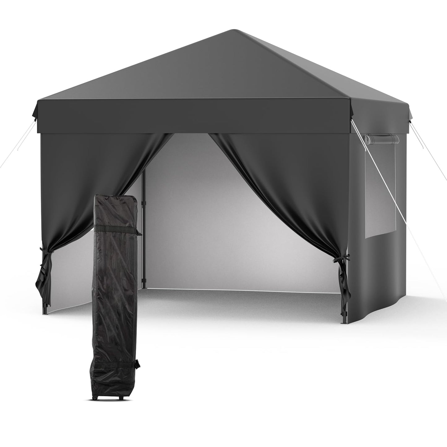 10X10 Pop Up Canopy Tent with 4 Sidewalls, Heavy Duty Commercial Instant Shelter, One-Person Quick Setup Outdoor Party Tent, Water-Resistant & Portable for Outdoor Events, Camping, Black