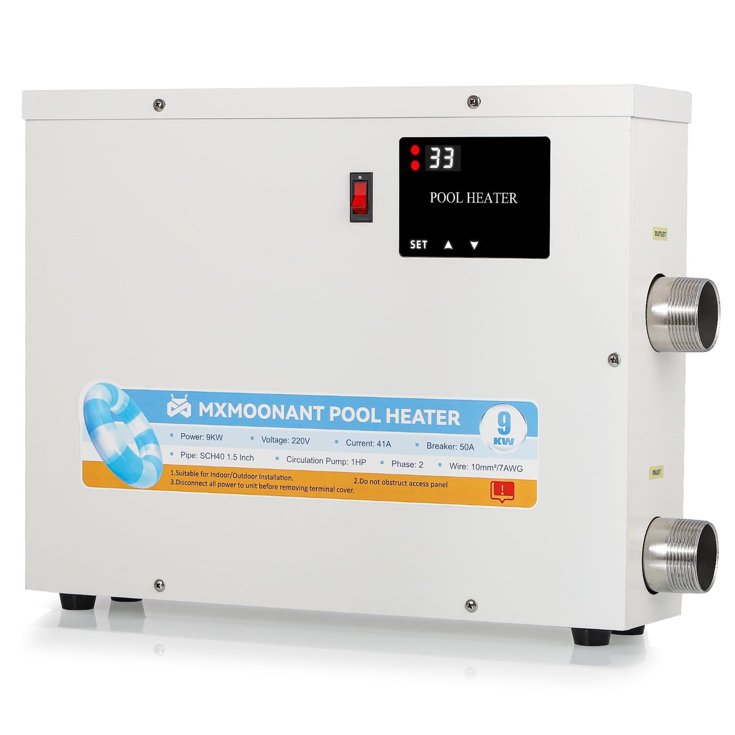 Mxmoonant SPA Heater, 18KW 220V Swimming Pool Heaters Hot Tub Water Thermostat with Touchscreeen for Above Ground Inground Pool, Spa, Bathtub
