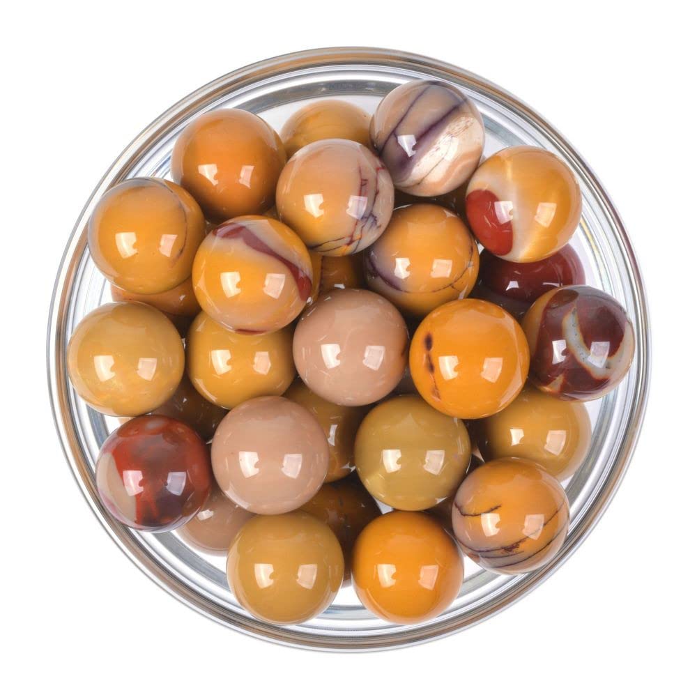 Justinstones Natural Yellow Mookaite Jasper Tumble 20mm Gemstone Healing Crystal Energy Ball Round Sphere Specimen Collection Pocket Palm Worry Stone(Pack of 5)