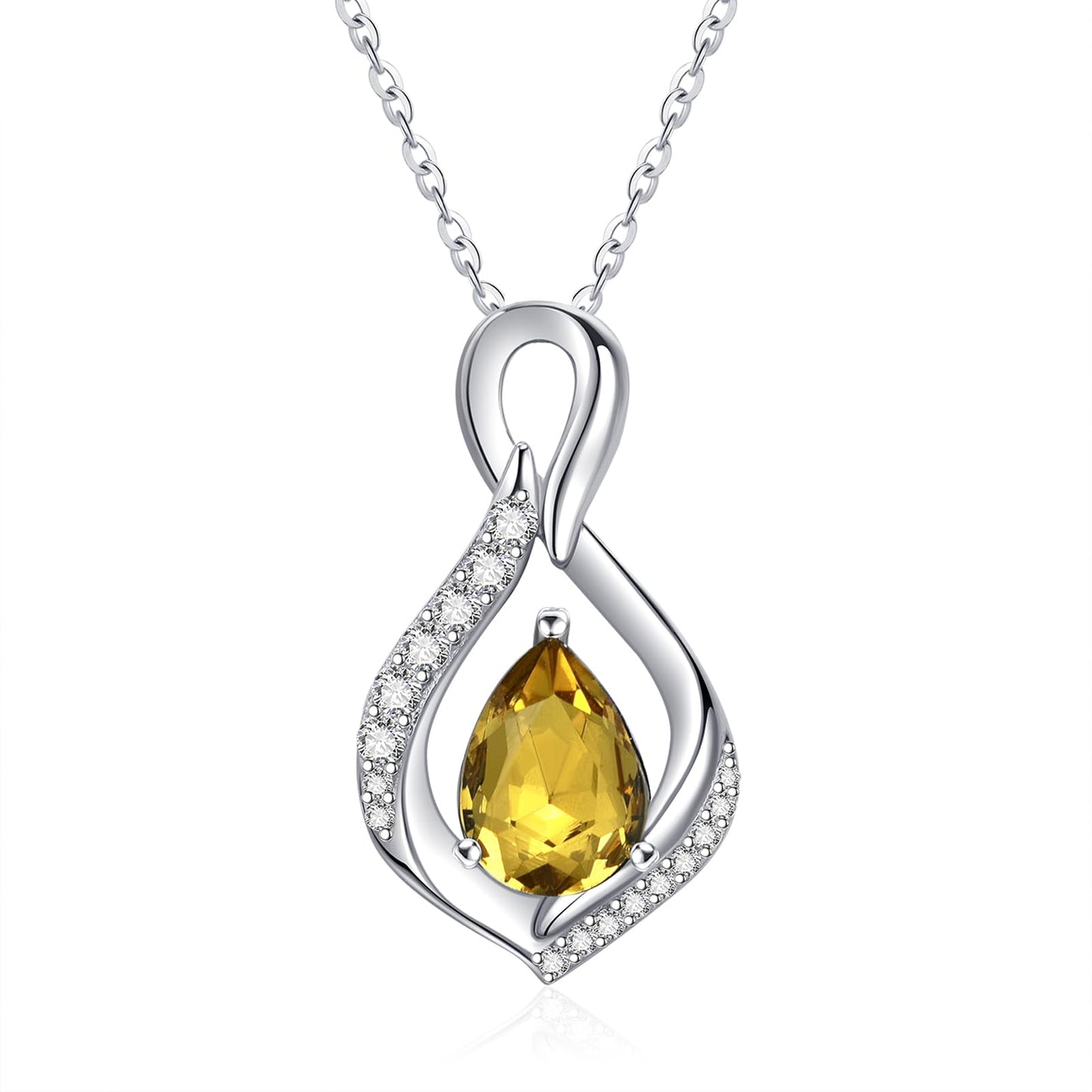 JIYVY32 Citrine Infinity Necklace for Women November Birthstone Necklaces White Gold Plating Anniversary Birthday Gifts for Wife Her Mom Girlfriend Birthstone Jewelry Gifts for Women