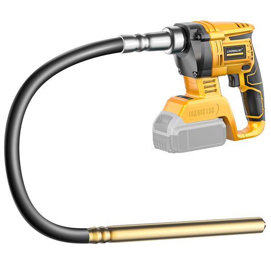 LIVOWALNY Handheld Concrete Vibrating Tool Compatible with Dewalt 20V Battery, 600W Cordless Electric Concrete Vibrator with 3.8ft Shaft Rod,6000RPM Portable Pencil Cement Vibrarator Remove Air Bubble