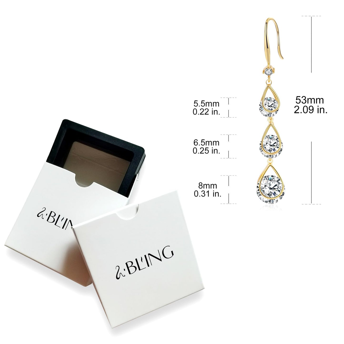 SBLING Cubic Zirconia Wedding Earrings for Brides Bridesmaids, Bridal Dangle Earrings, Crystal Drop earrings for Women Jewelry Gifts