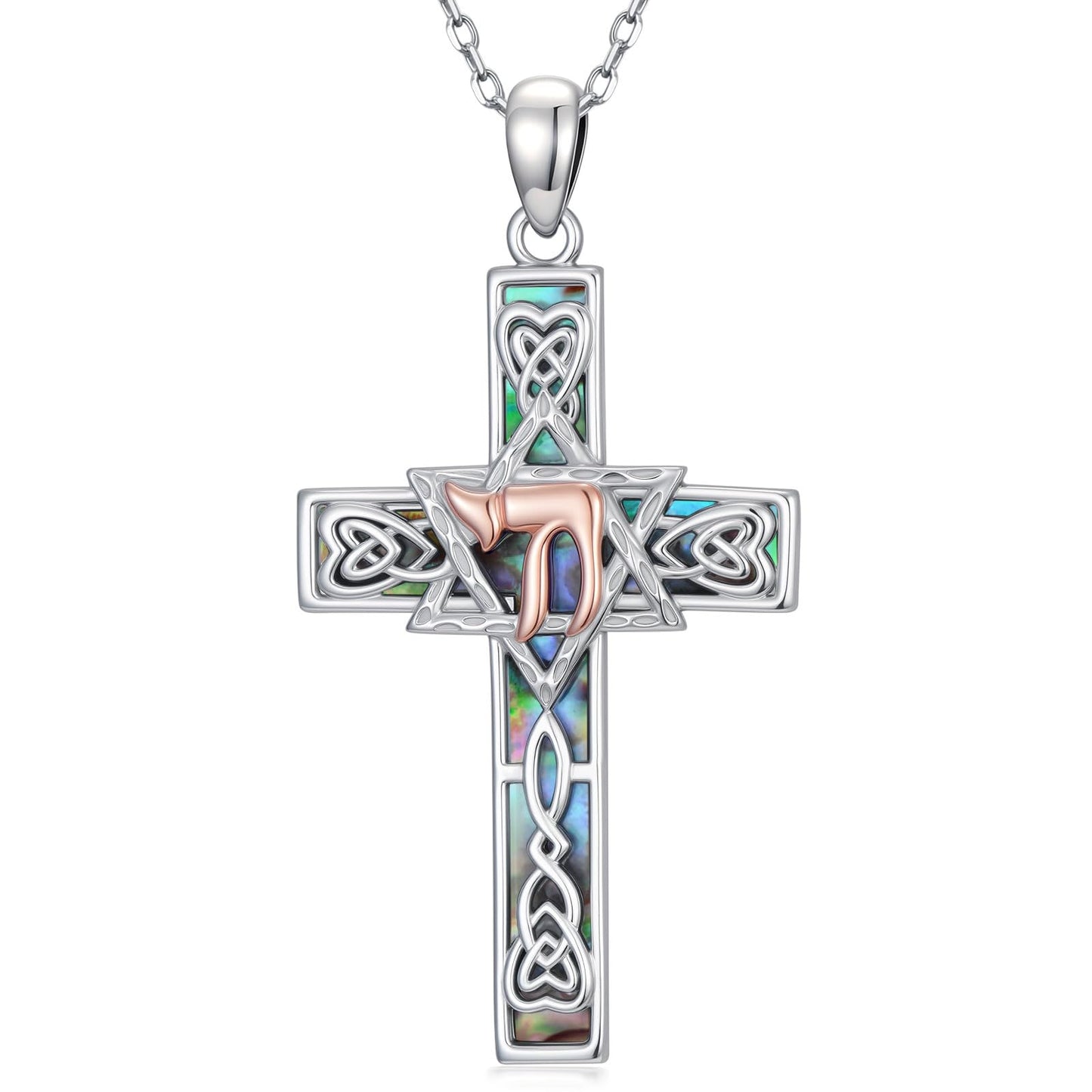 KoyeKei Chai Star of David Necklace for Women 925 Sterling Silver Star of David Chai Cross Pendant Necklaces Jewish Judeo Jewelry Hanukkah Graduation Mothers Day Gifts for Mom Wife