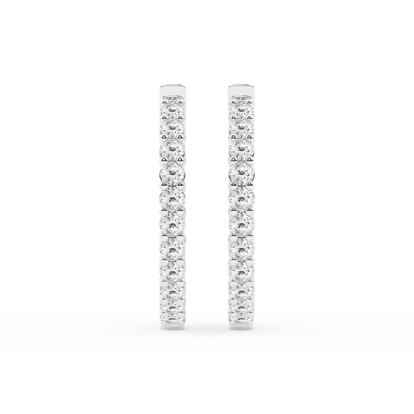 Belacqua 3 Carat Round Lab Grown Inside Out Diamond Hoop Earrings in Sterling Silver, Color J-K, Clarity I1-I2, Prong Set, 2.90MM Width, 26.80MM Height, Fine Jewelry for Women, Gift Box Included