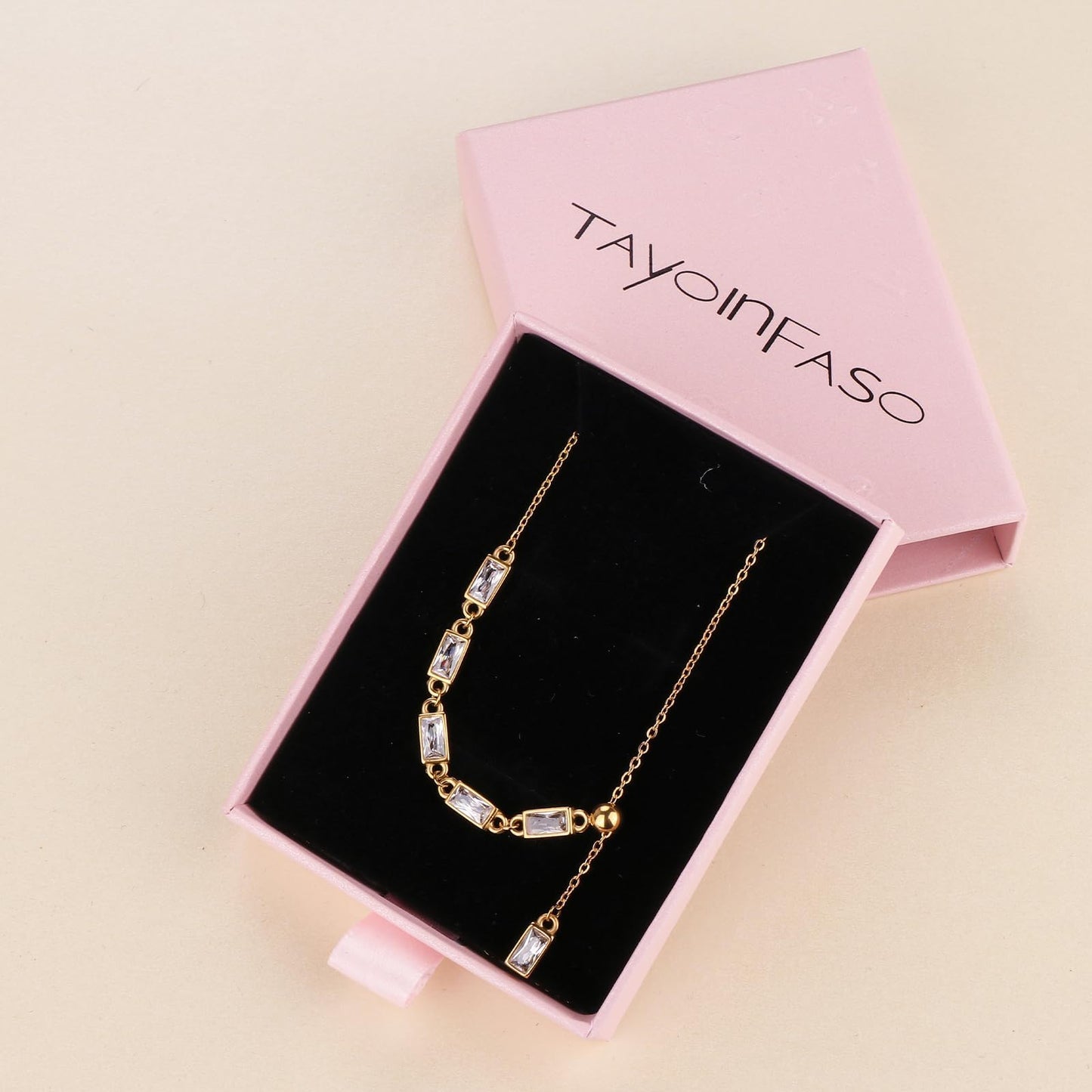 TaYolnFaSo Imitation Diamond Y Shaped Necklace 18K Gold Plated White CZ Y Lariat Necklace Emerald Cut Jewelry Christmas Gift for Women