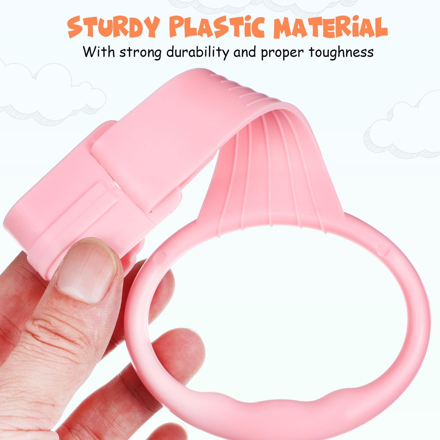 Beavorty Baby Pull up Rings 4 Pcs Plastic Hanging Rings for Playpen and Crib Toddler Walking Assistant and Standing Support Toy for Early Development