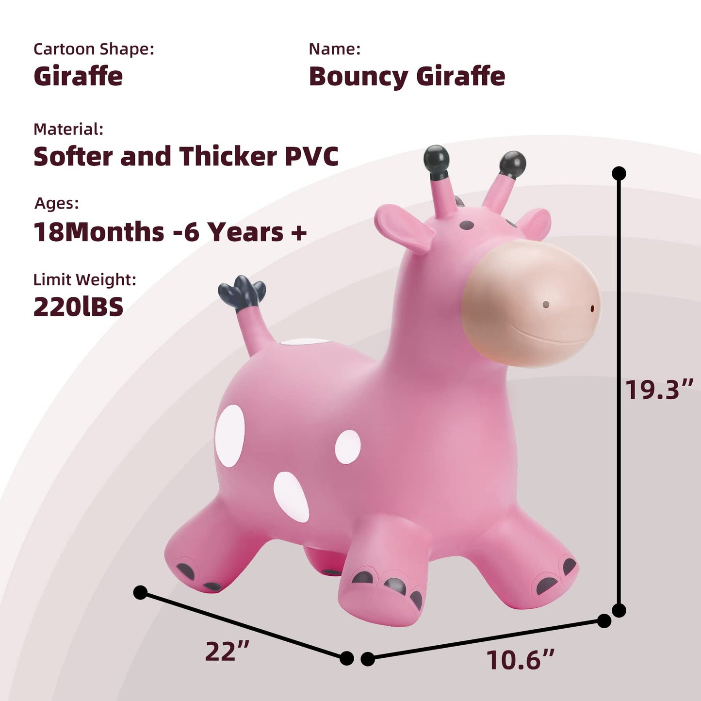 EVERICH TOY Giraffe Bouncy Horse Hopper for Toddlers 1-3, Bouncy Animals Jumping Horse, Inflatable Ride on Bouncer, for Boys Girls 18 M+ 2 3 4 5 6 Years Old W/Free Pump
