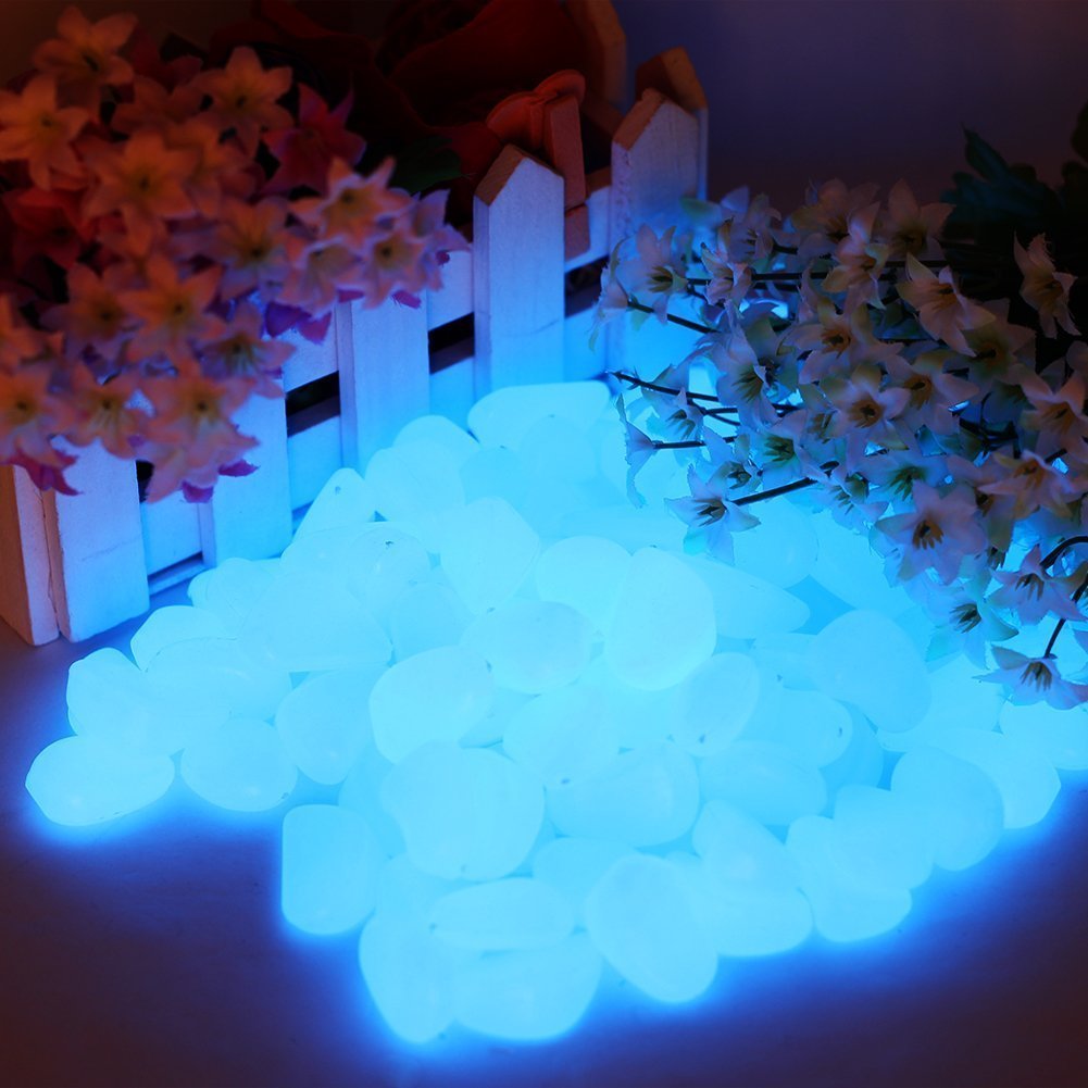 14.3Lbs 3400Pcs Glow in The Dark Stones Garden Pebbles Rocks Indoor Outdoor Decor Luminous Stone for Walkways Driveway Yard Grass Fish Tank Decoration Large Bag