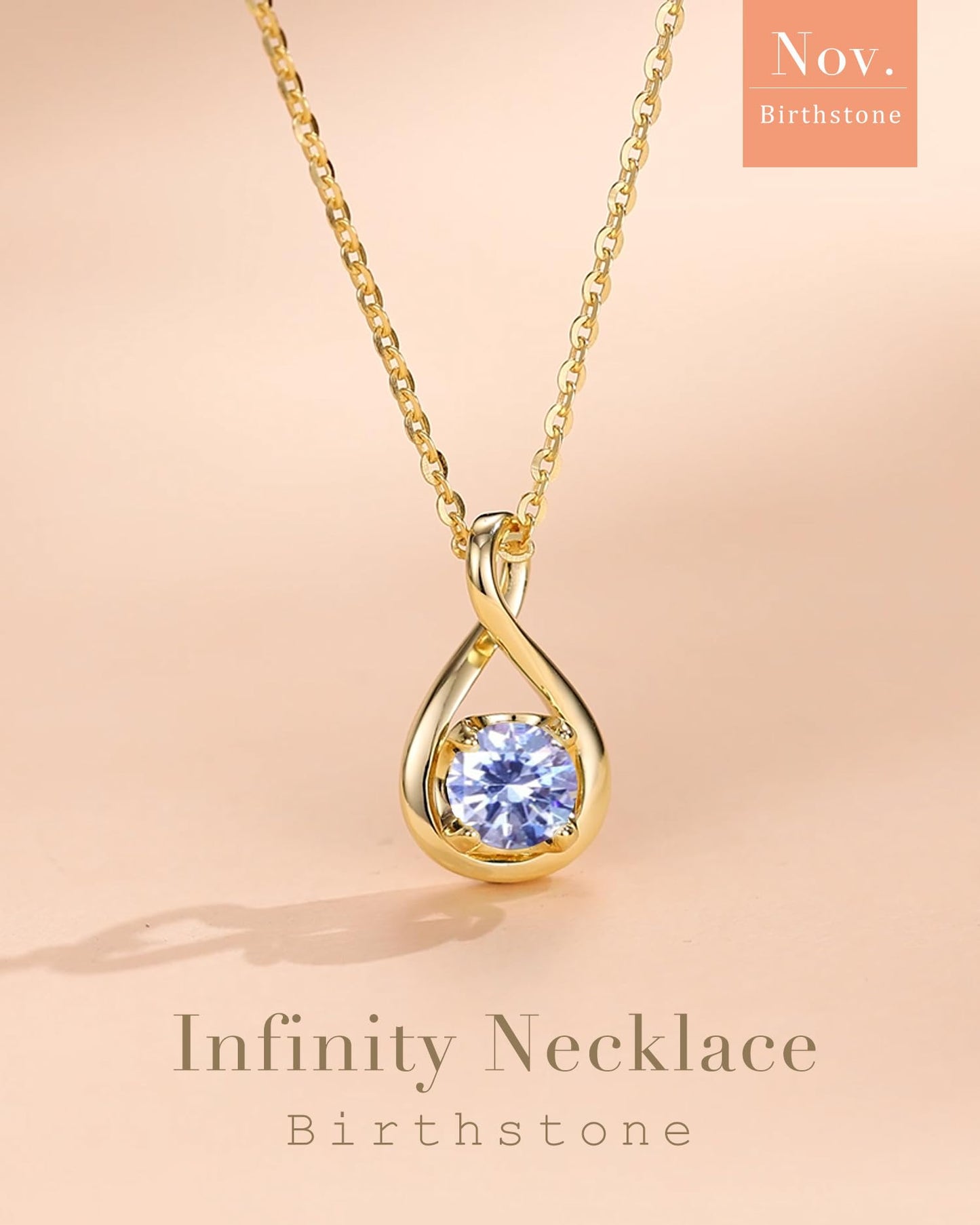 FANCIME Tanzanite Necklaces, Sterling Silver Yellow Gold Plated December Birthstone Necklace for Women Infinity Pendant Fine Jewelry Birthday Mothers Day Gifts for Mom Her