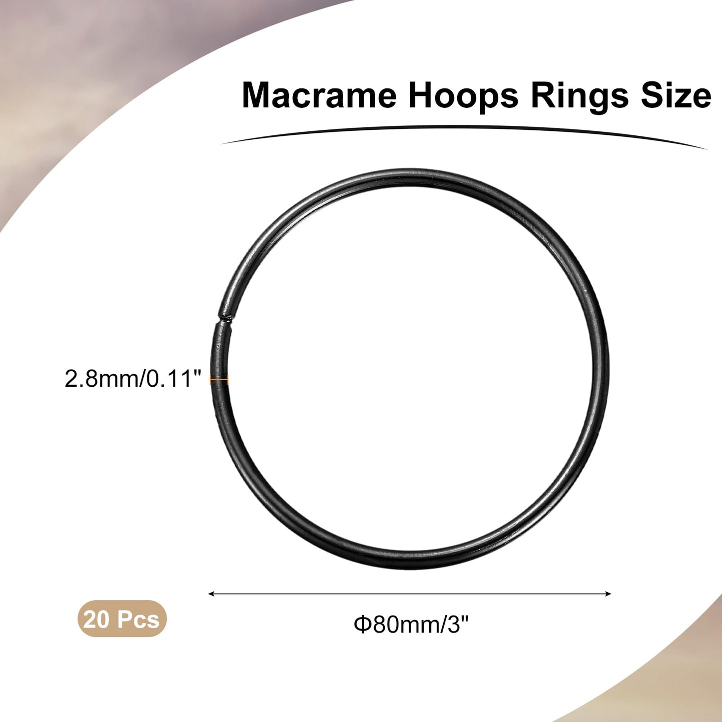 MECCANIXITY 20 Pcs Dream Catcher Rings,Metal Crafts Hoops Floral Hoop 3 Inch Macrame Hoops Rings for DIY Crafts Wreath Making Supplies Plant Hangers, Black