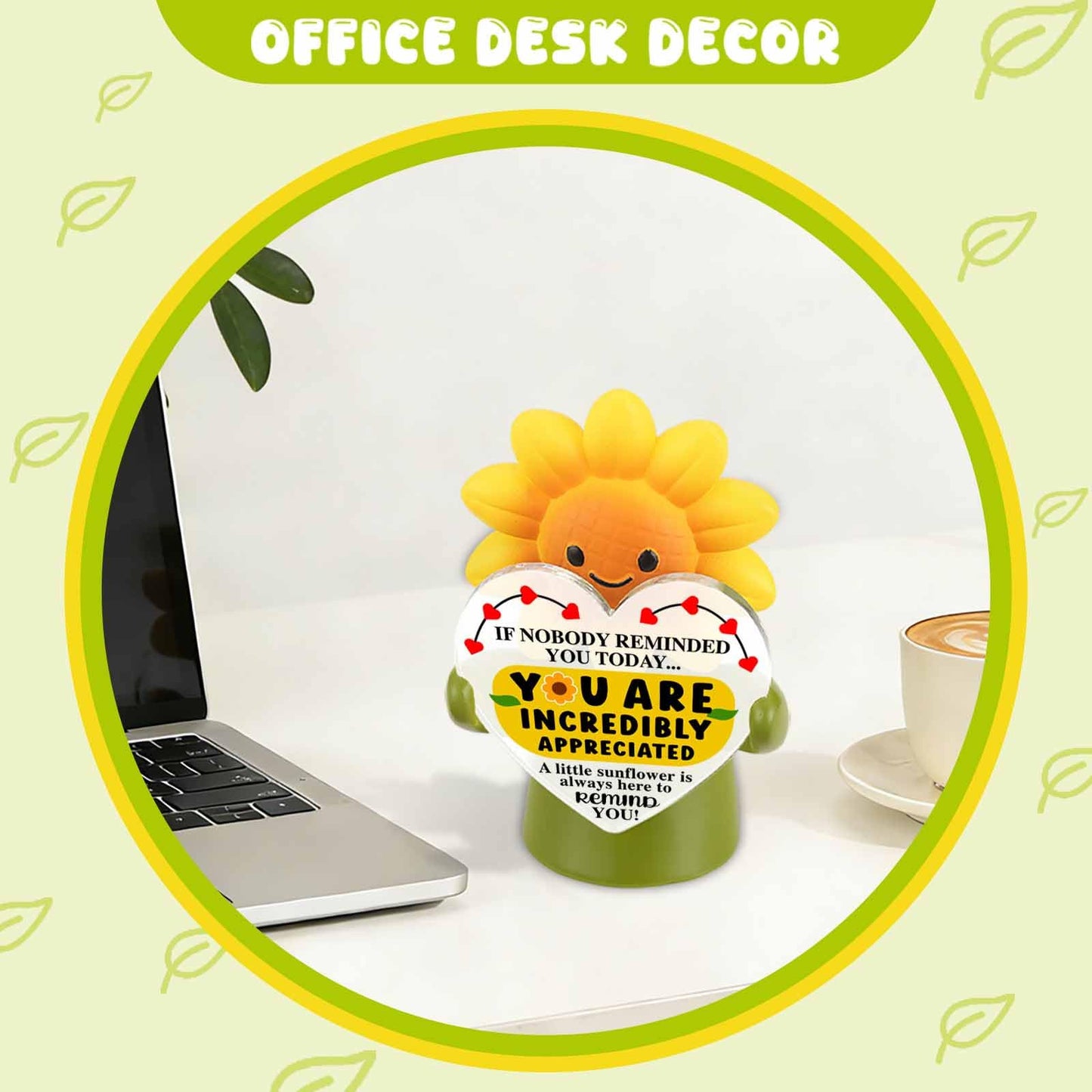 Pariveca Sunflower Figurine Desk Decor, Encouragement Gift for Coworker Friend, Positive Reminder Desk Figurine for Office, You are Awesome Sunflower Decor PF133