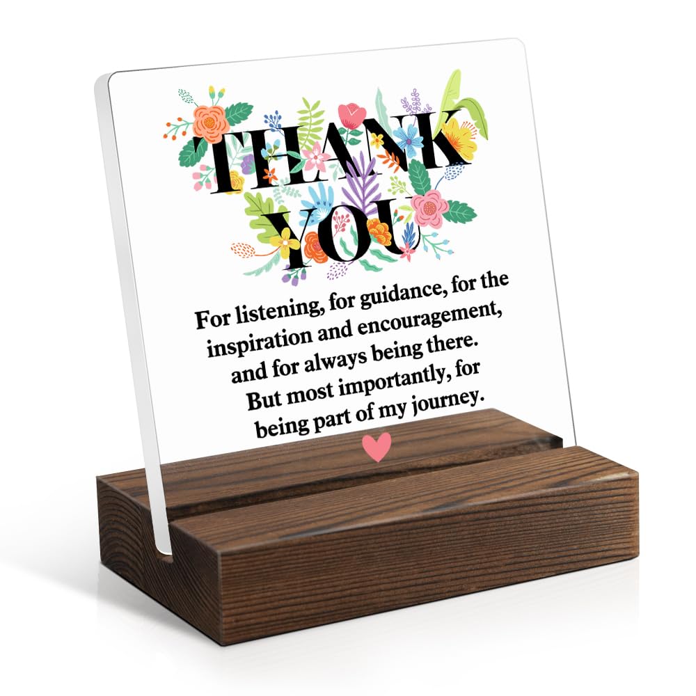Juoqg Thank You Acrylic Sign with Wooden Stand, Funny Appreciation Gift for Men Women, Thank You Gift for Boss Mentor Leader, Employee Appreciation Gift, Thanksgiving Gift for Colleague Coworker B