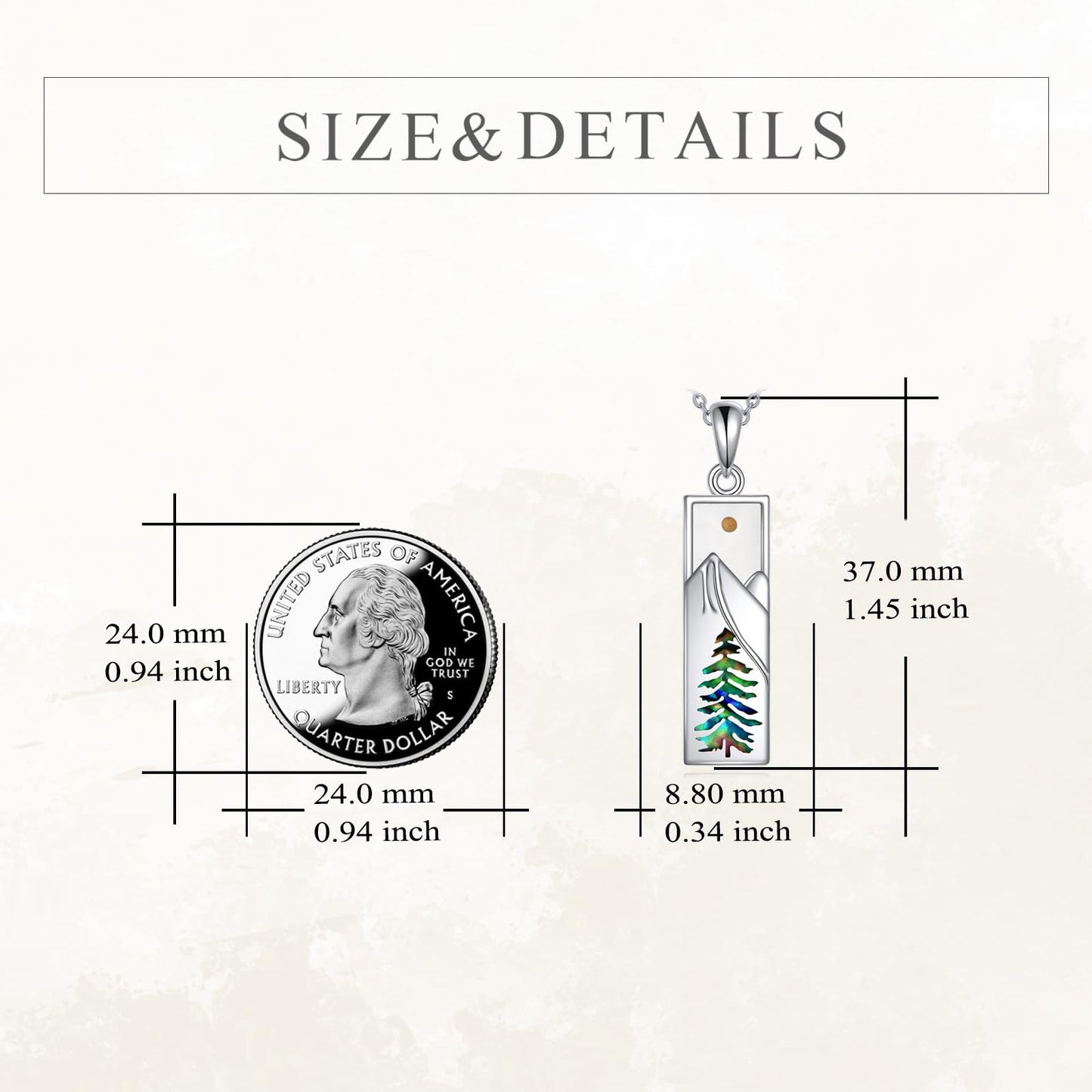 YFN Mustard Seed Mountain Necklace for Women Sterling Silver Nature Necklace Jewelry Gift for Skiers, Hikers, Campers, Climbers and Nature Lovers
