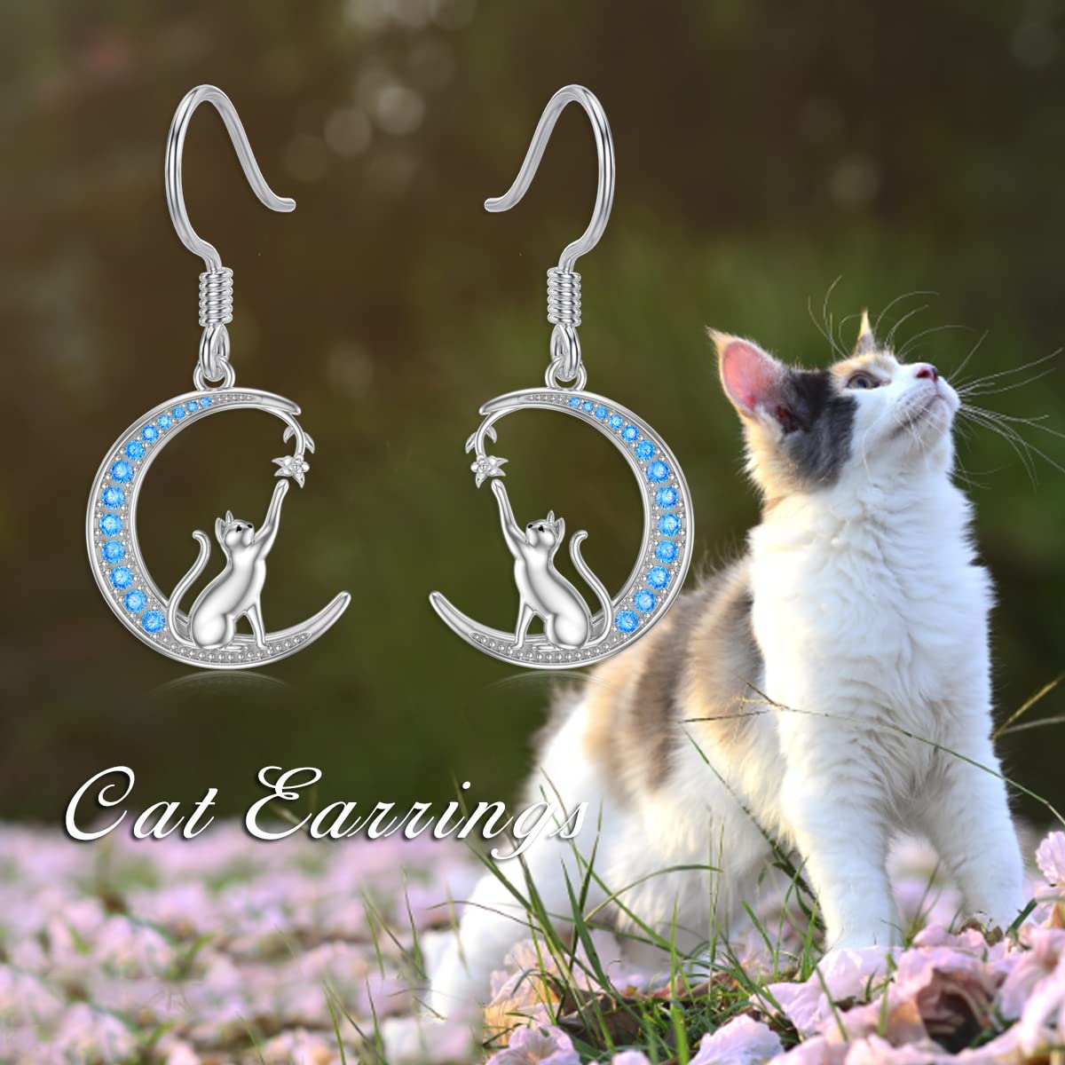 Mother's Day Gifts Cat Earrings Sterling Silver Dangle Cat Pendant Jewelry Cat Gifts for Women