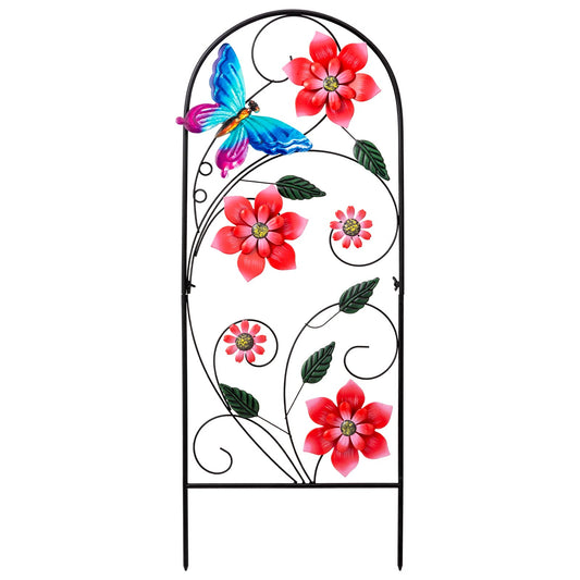 YEAHOME 33 Inch Decorative Garden Stakes, Outdoor Garden Decor Metal Flower Butterflies Spring Gardening Decor Art Yard Signs, Outdoor Decorations for Patio Outside Yard Lawn