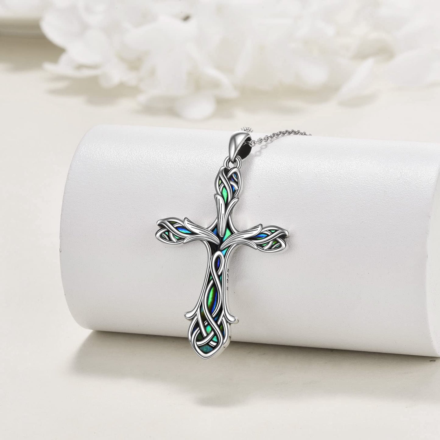 ONEFINITY Cross Necklace 925 Sterling Silver Celtic Knot Tulip Cross Necklace Pendant Gifts for Women Jewelry