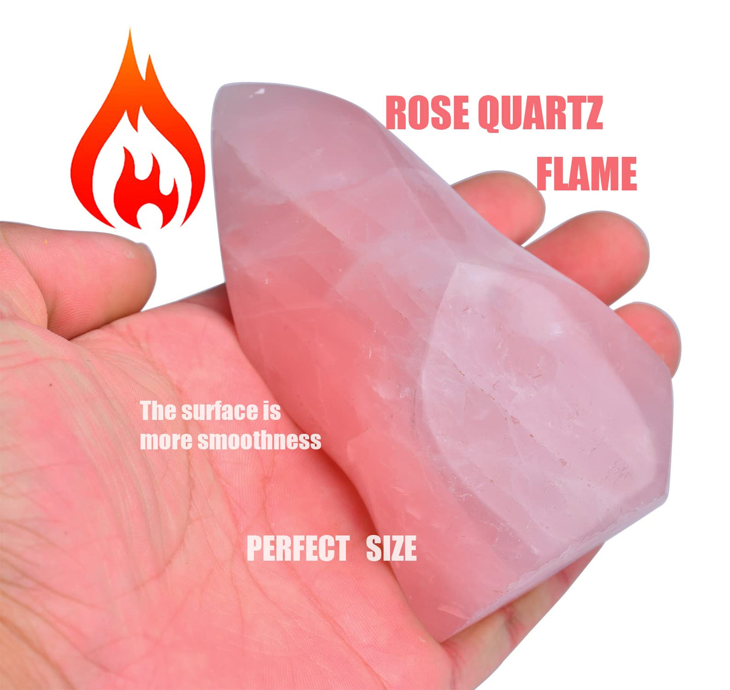 AMOYSTONE Rose Quartz Crystal Stones Energy Flame Tower Chakra Healing Stone Home Decoration 0.6-1.0LB