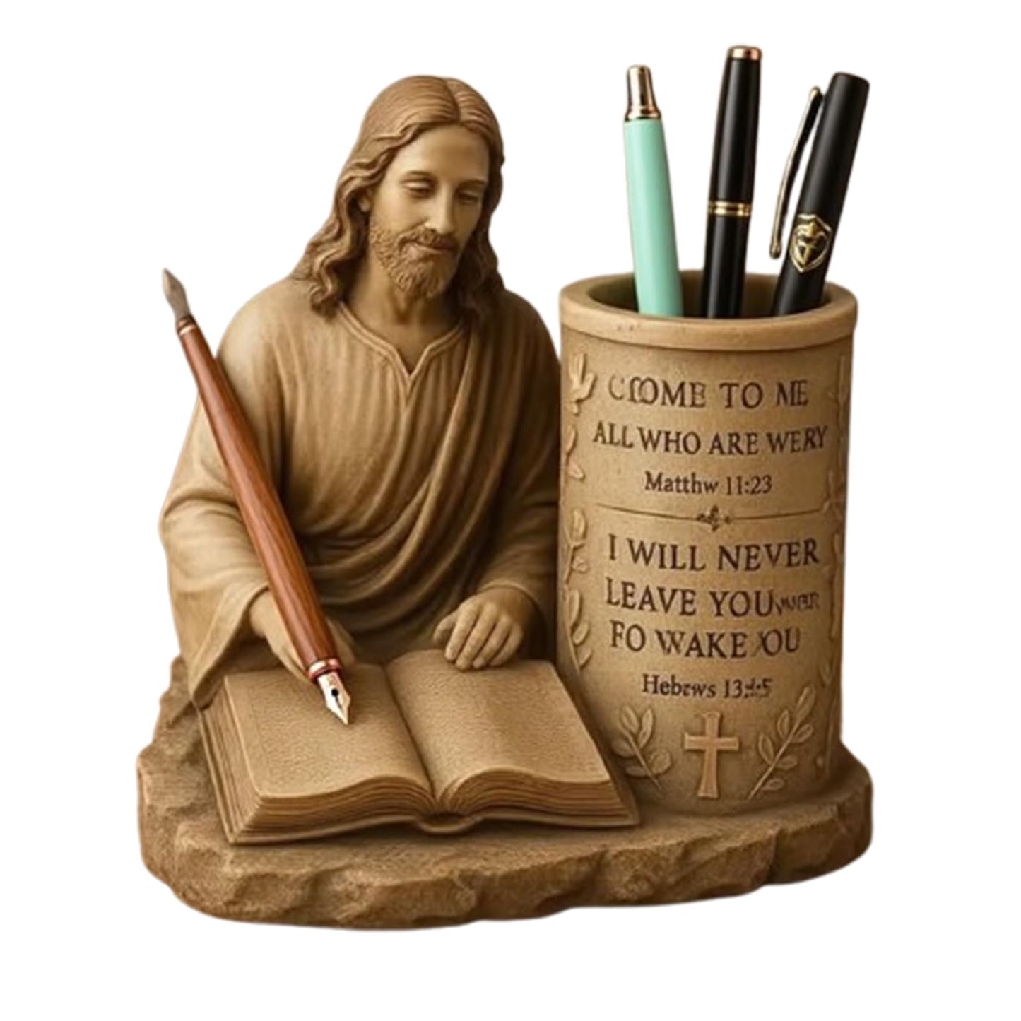 jklhkmhj Jesus Pen Holder With Bible Verse,Jesus Inspirational Religious Bible Verse Pen Holder Thoughtful Christian Gifts for All Perfect for Office School Home and Stationery Essentials