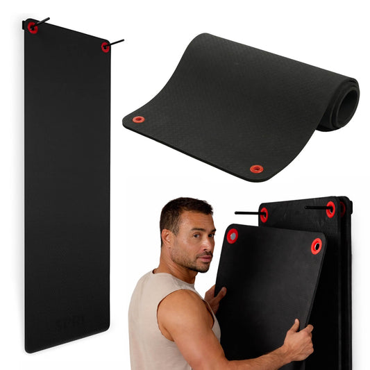 SPRI Hanging Exercise Mat, Fitness & Yoga Mat for Group Fitness Classes, Commercial Grade Quality with Reinforced Holes, 56"L x 23"W x 5/8" Thick