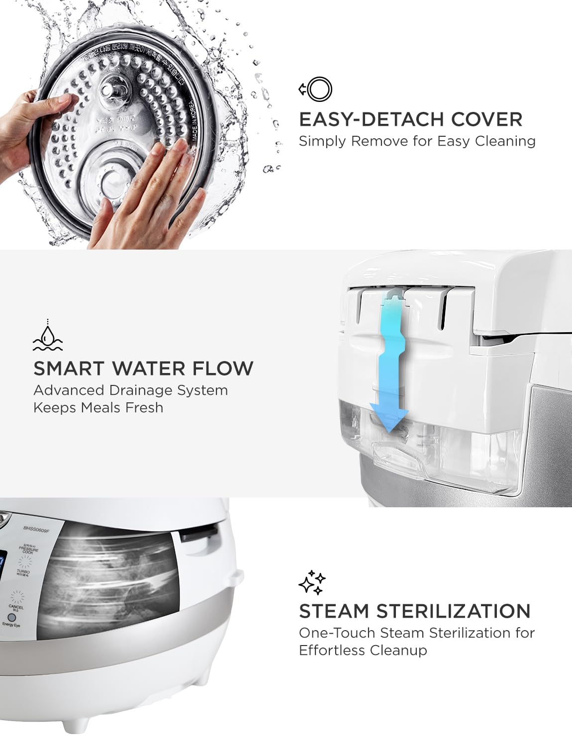 CUCKOO High Pressure Rice Cooker 6-Cup Uncooked / 12-Cup Cooked with Induction Heating Technology, Versatile Rice Maker with 16 Menu Options and Steam Plate, Voice Guide, White (CRP-BHSS0609F)
