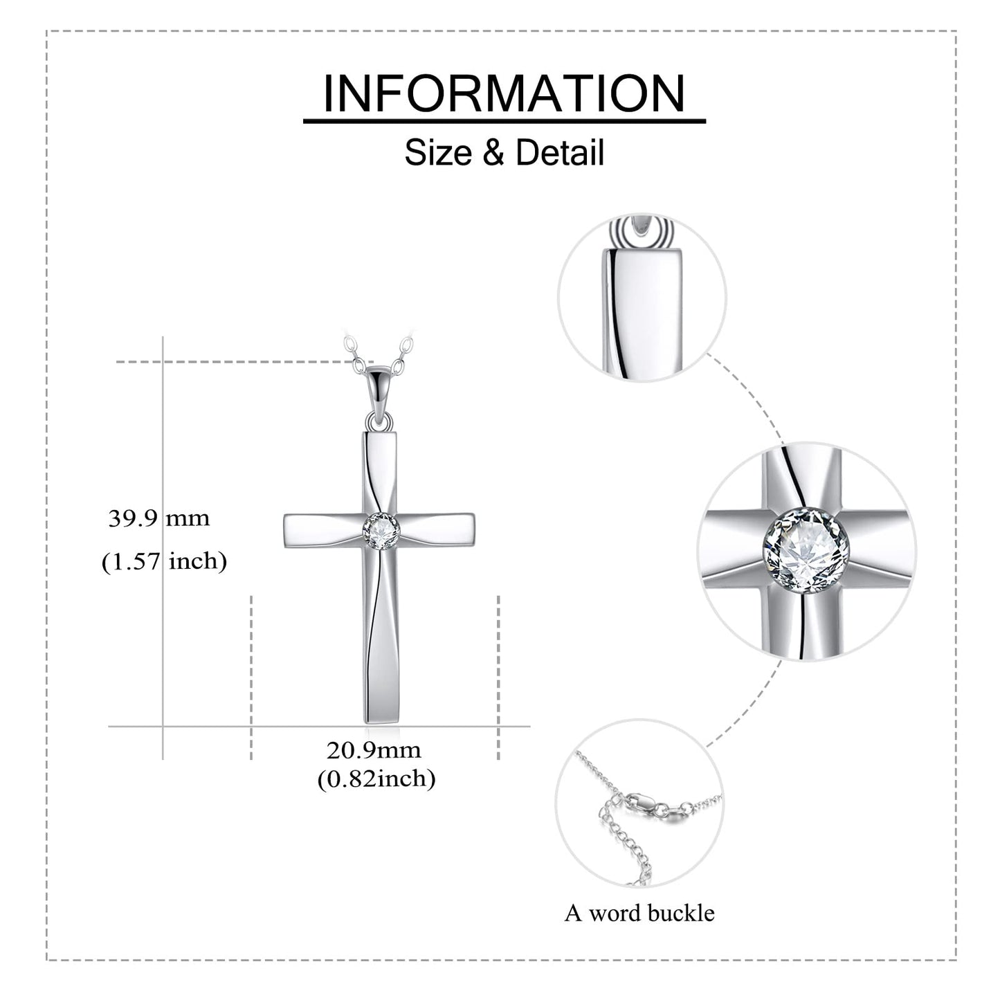 Moissanite Cross Necklace Sterling Silver Origami Cross Pendant Jewelry Gifts for Women Men(Moissanite Origami Cross)