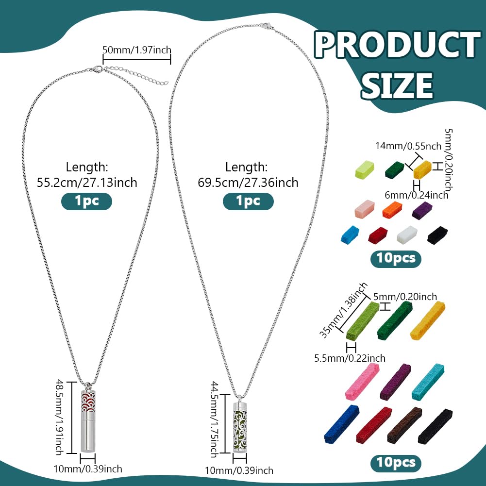 PH PandaHall 2 Styles Essential Oil Diffuser Necklace Aroma Necklaces Pendant Stainless Steel Aromatherapy Pendant with 20pcs Color Felt Pads Hollow Scent Necklace for Men Women Jewelry Birthday Gift