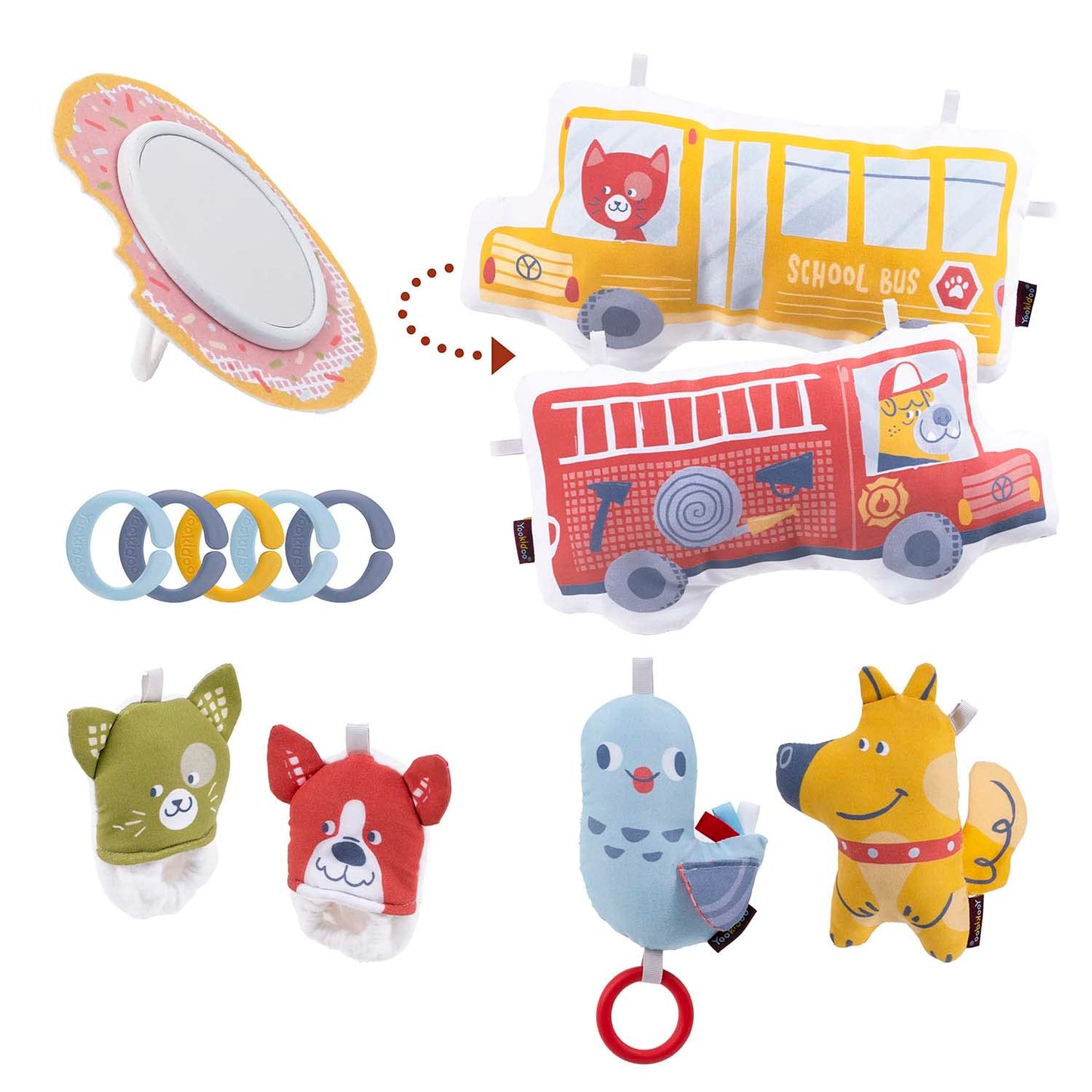 Yookidoo Baby Gym Urban Lay to Sit-Up Playmat. 3-in-1 Newborns Activity Center with Tummy Time Toys, Pillow & Infant Miror. 0-12 Month