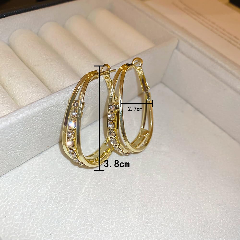 2 Pairs Lymphatic Drainage Slimming Hoop Earrings, Lymphvity Activity Germanium Acupuncture Therapy Hoop Earrings Fashion Jewelry Gift For Women Men (gold+silver)