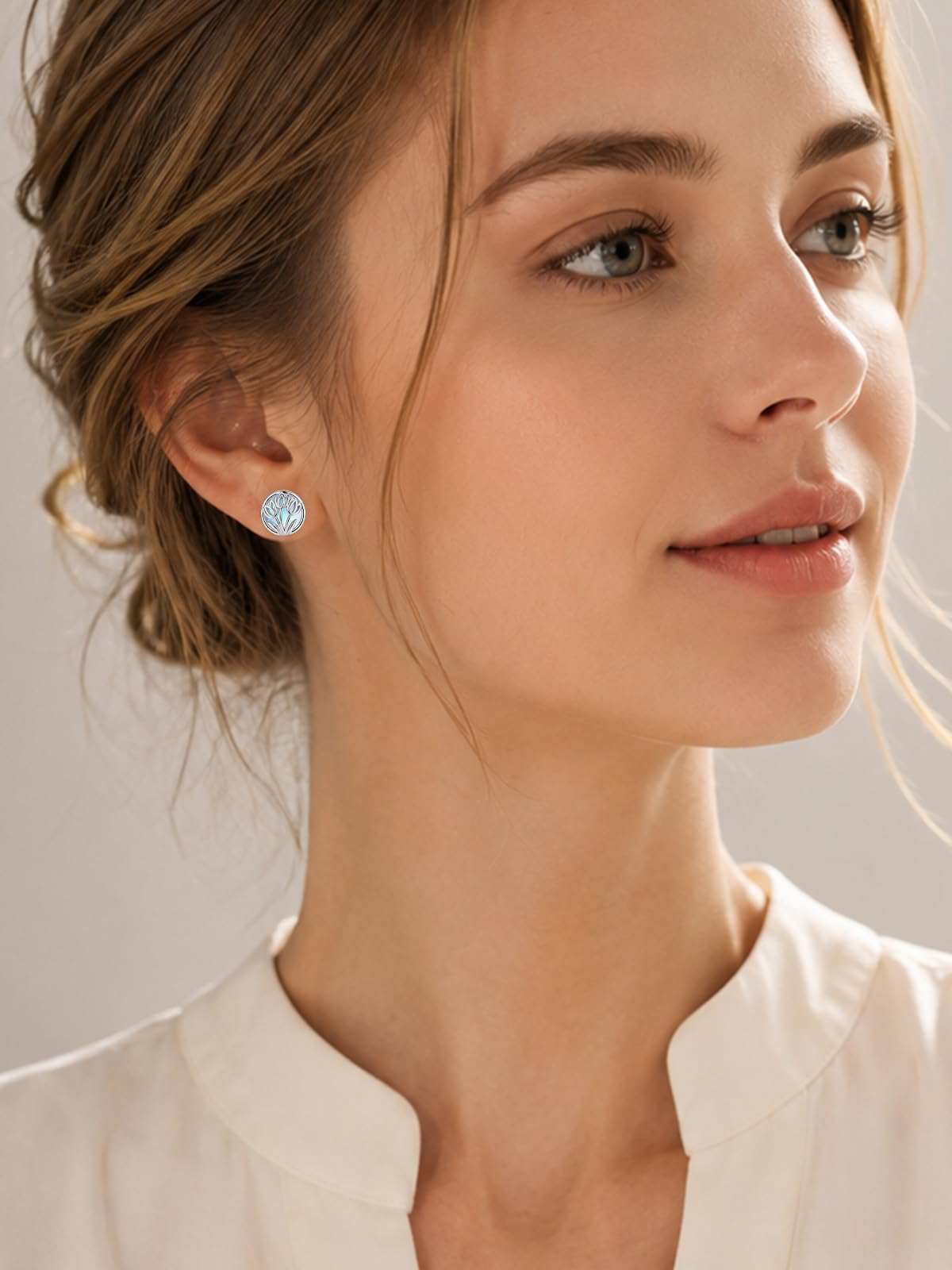 WINNICACA Moonstone Stud Earrings for Women Hypoallergenic Tulip Earrings for Women 925 Sterling Silver Tulip Jewelry for Sensitive Ears Birthday Mothers Day Gifts for Mom Grandma