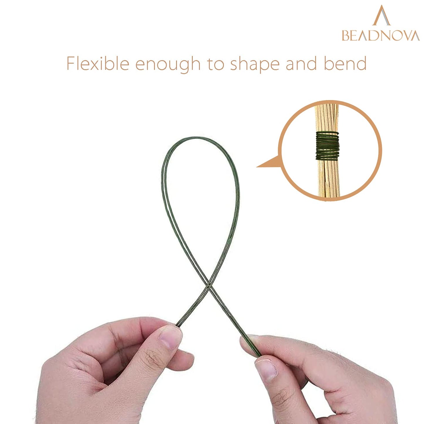 BEADNOVA Floral Stem Wire 200pcs 18 Gauge Fake Flower Stems Green Floral Wire for Flower Arrangement Florist DIY Bouquet (Dark Green, 200 Pcs)