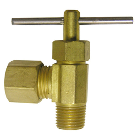 LASCO 17-1111 1/4-Inch Compression by 1/4-Inch Male Pipe Thread Angle Brass Needle Valve