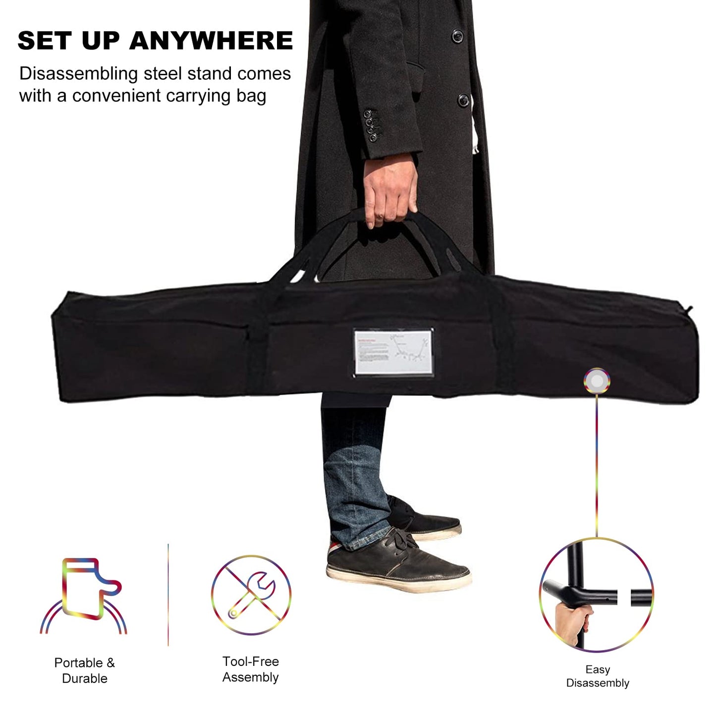 SZHLUX Double Hammock with Stand for Outside 450lb Capacity Steel Stand, Premium Carry Bag Included and Two Anti Roll Balance Beam