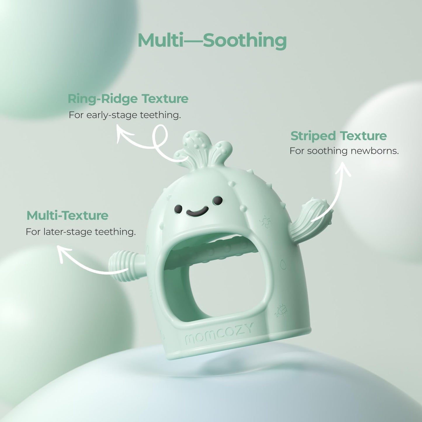 Momcozy Baby Teething Toys, Food Grade Silicone Baby Teether，Teething Mitten for Babies 0–6 Months，Teethers for Babies 6–12 Months，Anti Drop Wrist Teether with Multiple Chew Points， Pink