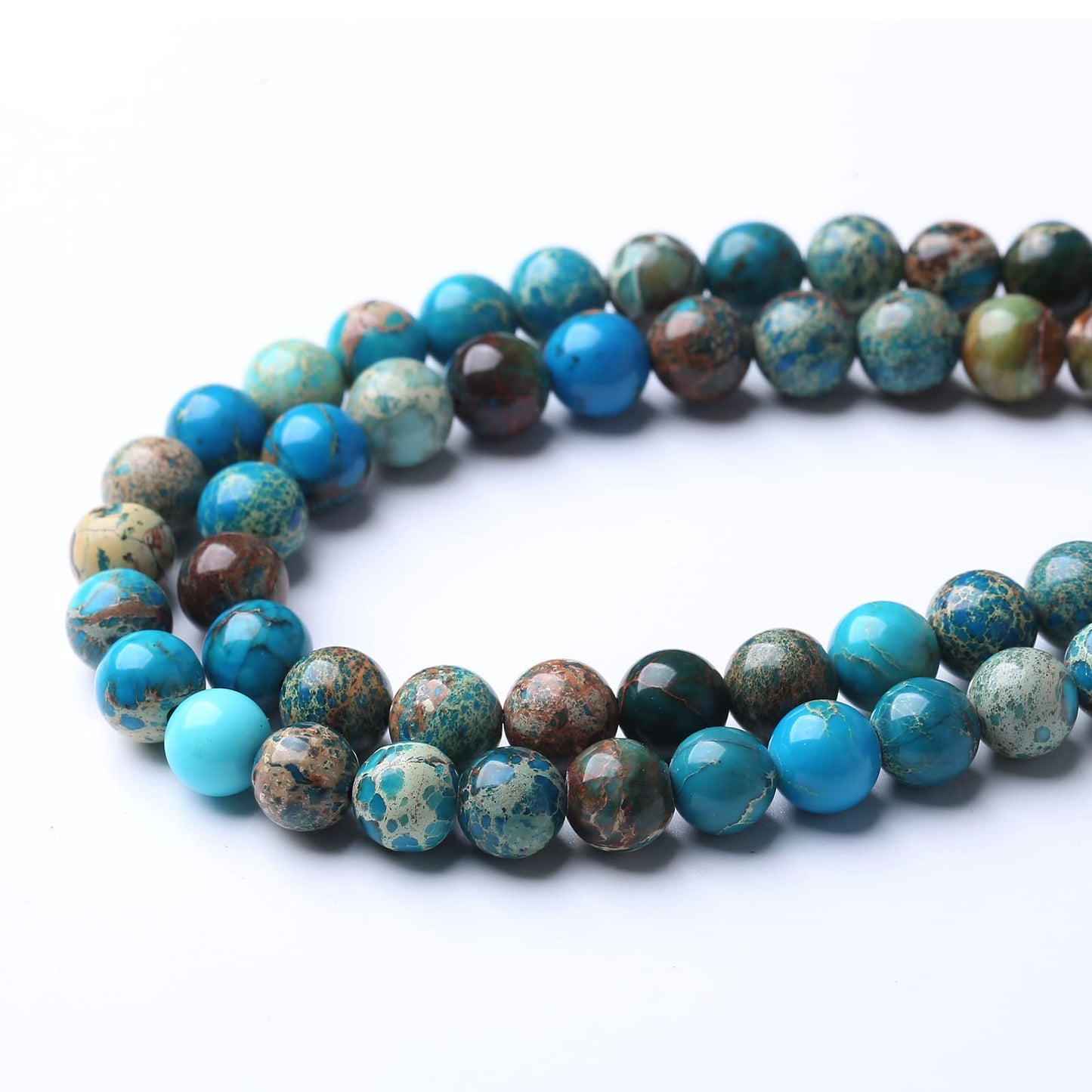 36PCS 10mm Natural Blue Imperial Jasper Beads Round Loose Stone Beads for Jewelry Making for Jewelry Making DIY Bracelet Necklace 15 Inch,Energy Stone Healing Power (10mm, Blue Imperial Jasper Beads)