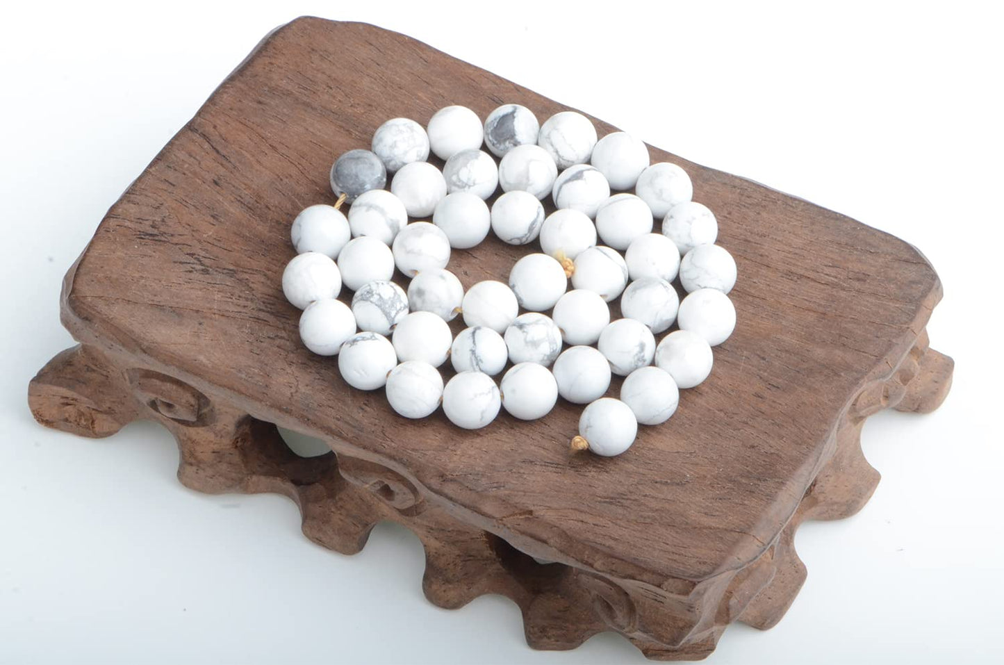 Bymitel 90 pcs Natural Genuine Real Round Loose Stone Beads Gemstone Spacers for Charm DIY Jewelry Making 15.5" per Strand 4mm (White Howlite, 4mm)