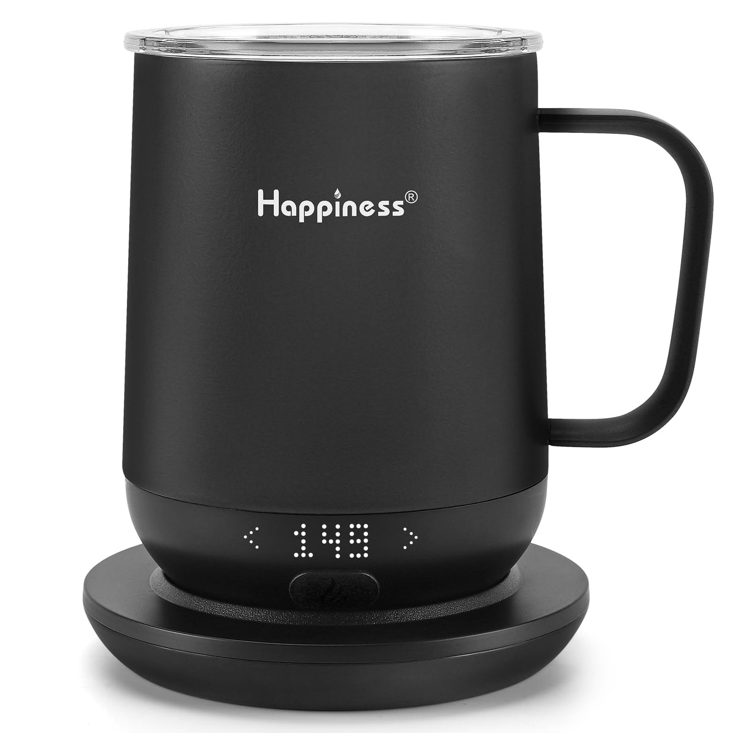 Happiness Smart Heated Coffee Mug,12oz Rechargeable Electric Self Heating Temperature Control Coffee Cup,Gifts for Mom Dad Grandma Wife